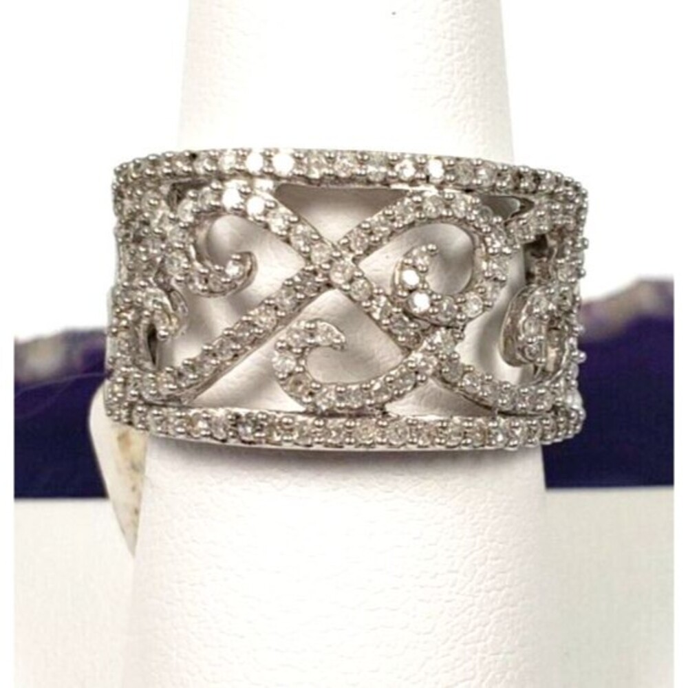 925 Sterling Silver 5/8 CTTW Diamond Open Filigree Ring Size 7
